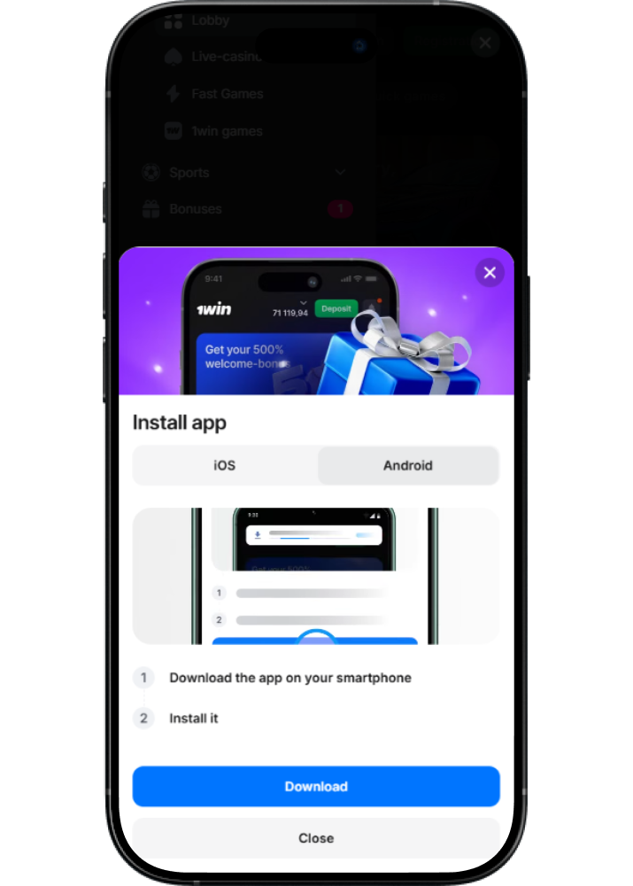 download 1win login apk